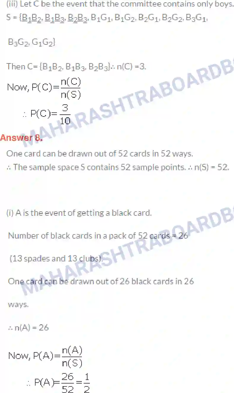 Maharashtra Board Solution class-10 Algebra+-+English+Medium Probability Image 15