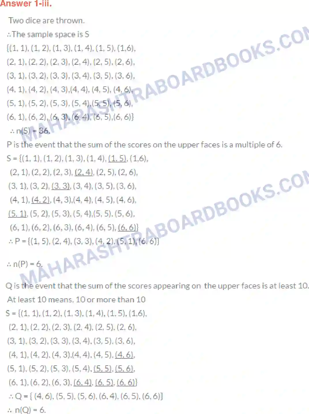 Maharashtra Board Solution class-10 Algebra+-+English+Medium Probability Image 3