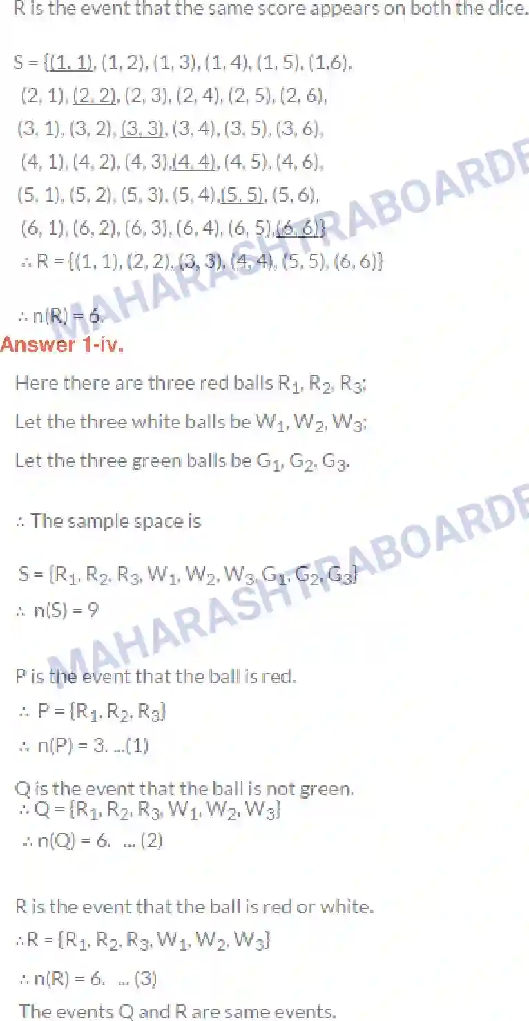 Maharashtra Board Solution class-10 Algebra+-+English+Medium Probability Image 4