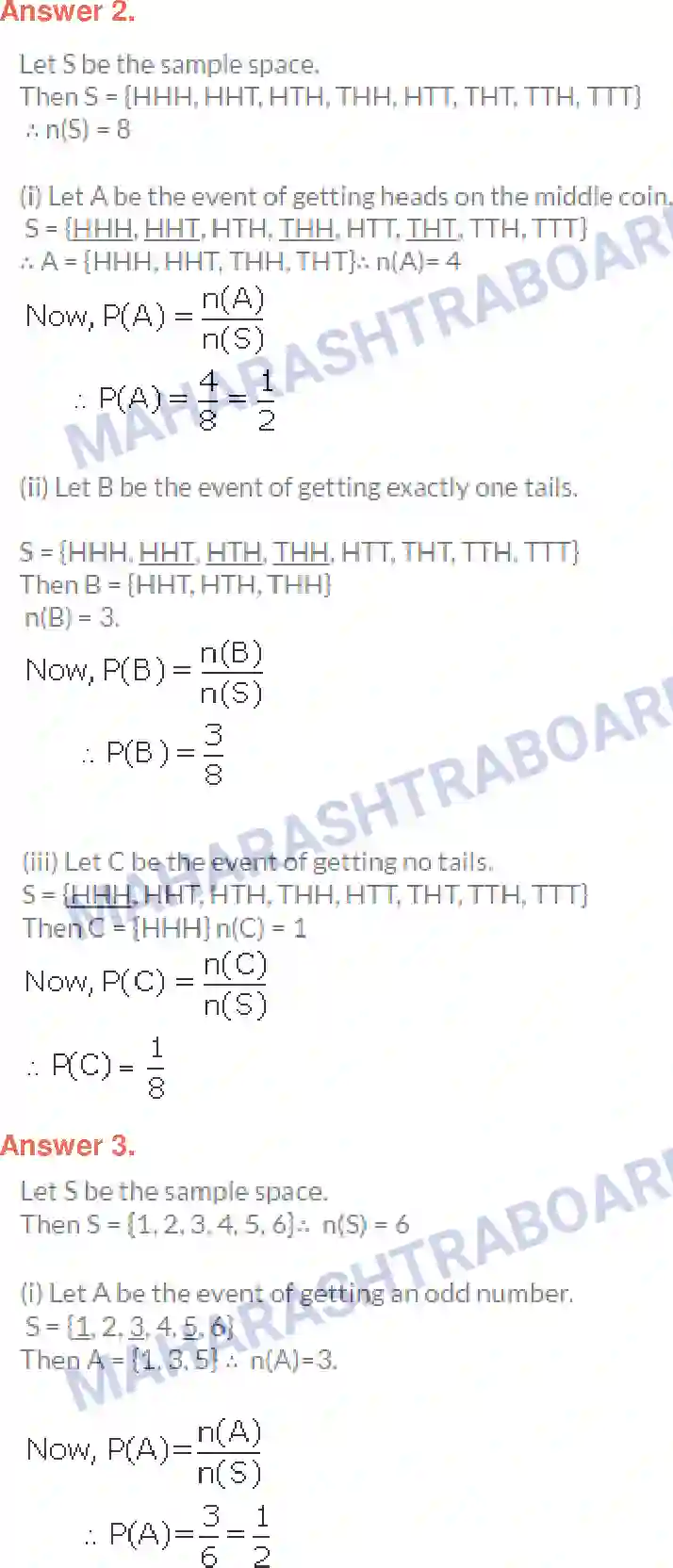 Maharashtra Board Solution class-10 Algebra+-+English+Medium Probability Image 9