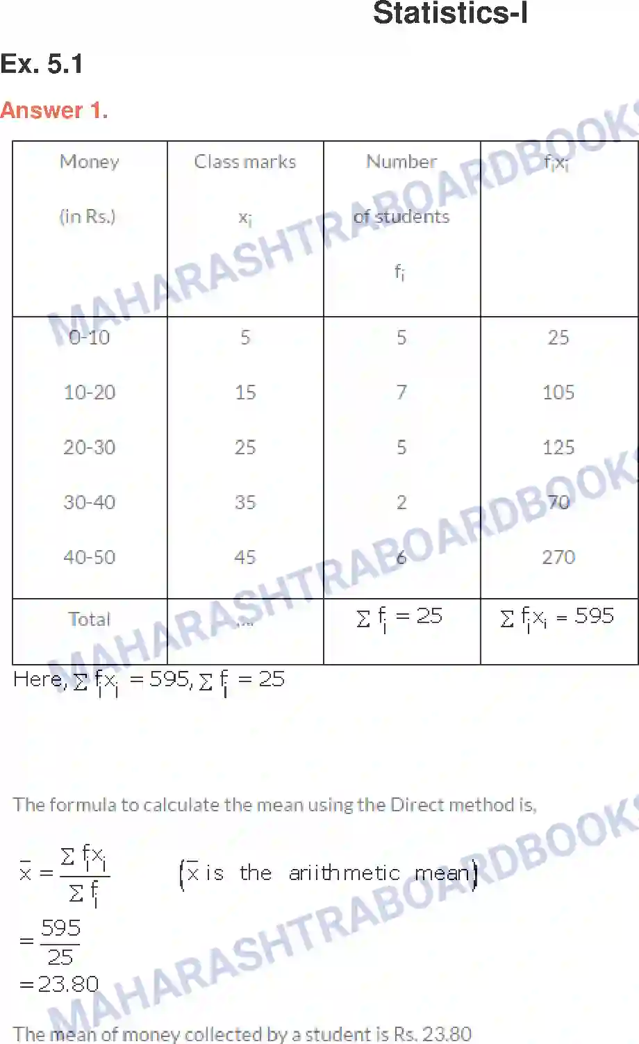 Maharashtra Board Solution class-10 Algebra+-+English+Medium Statistics-I Image 1