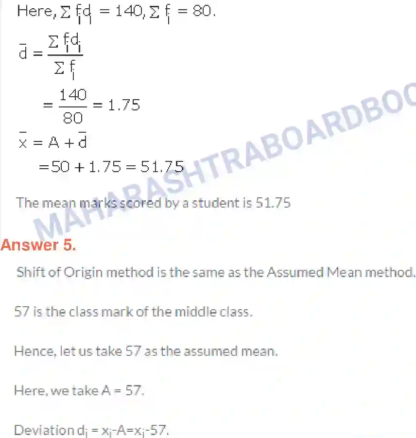 Maharashtra Board Solution class-10 Algebra+-+English+Medium Statistics-I Image 5