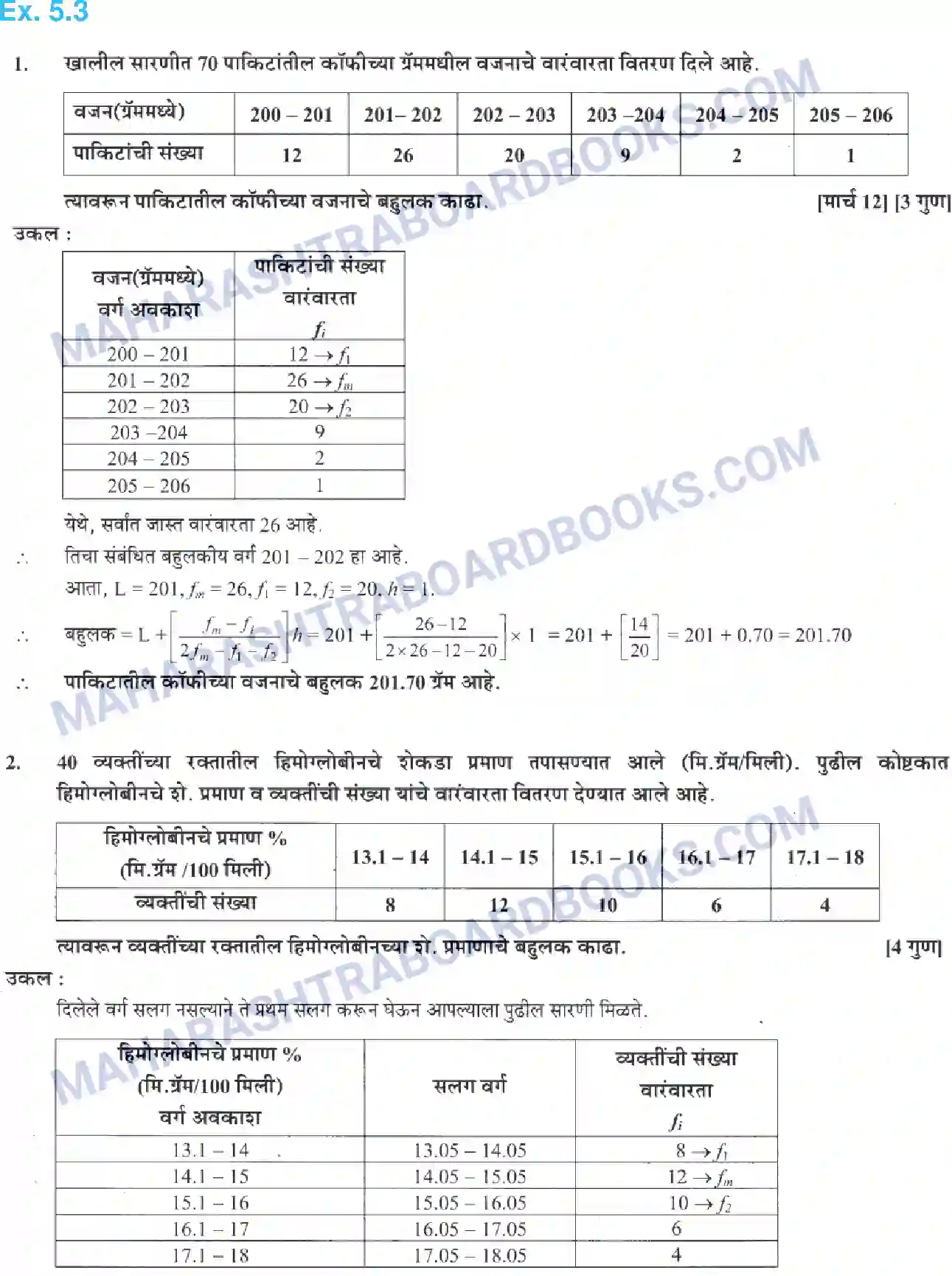 Maharashtra Board Solution class-10 Algebra+-+Marathi+Medium Statistics – I Image 11