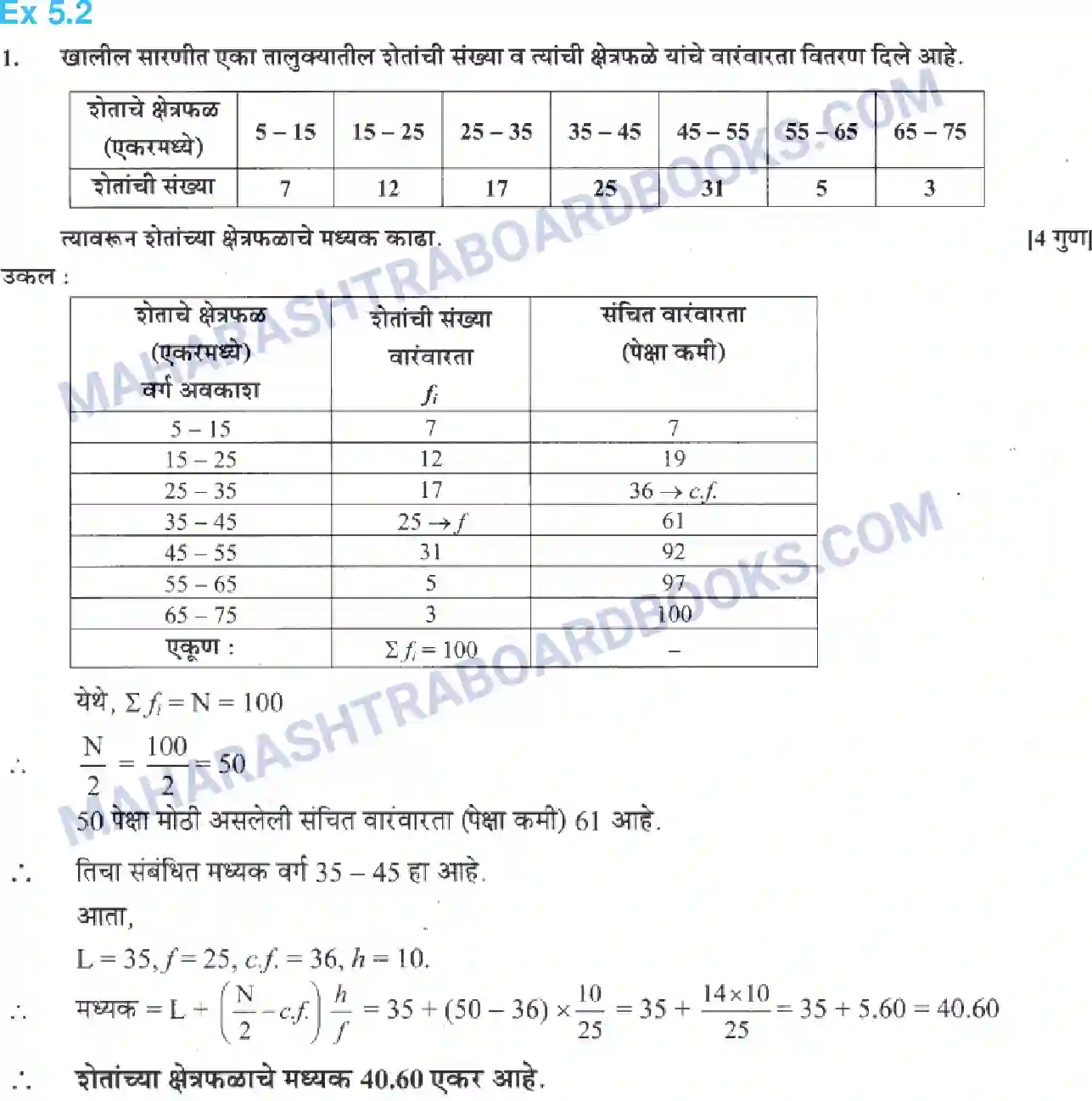 Maharashtra Board Solution class-10 Algebra+-+Marathi+Medium Statistics – I Image 7