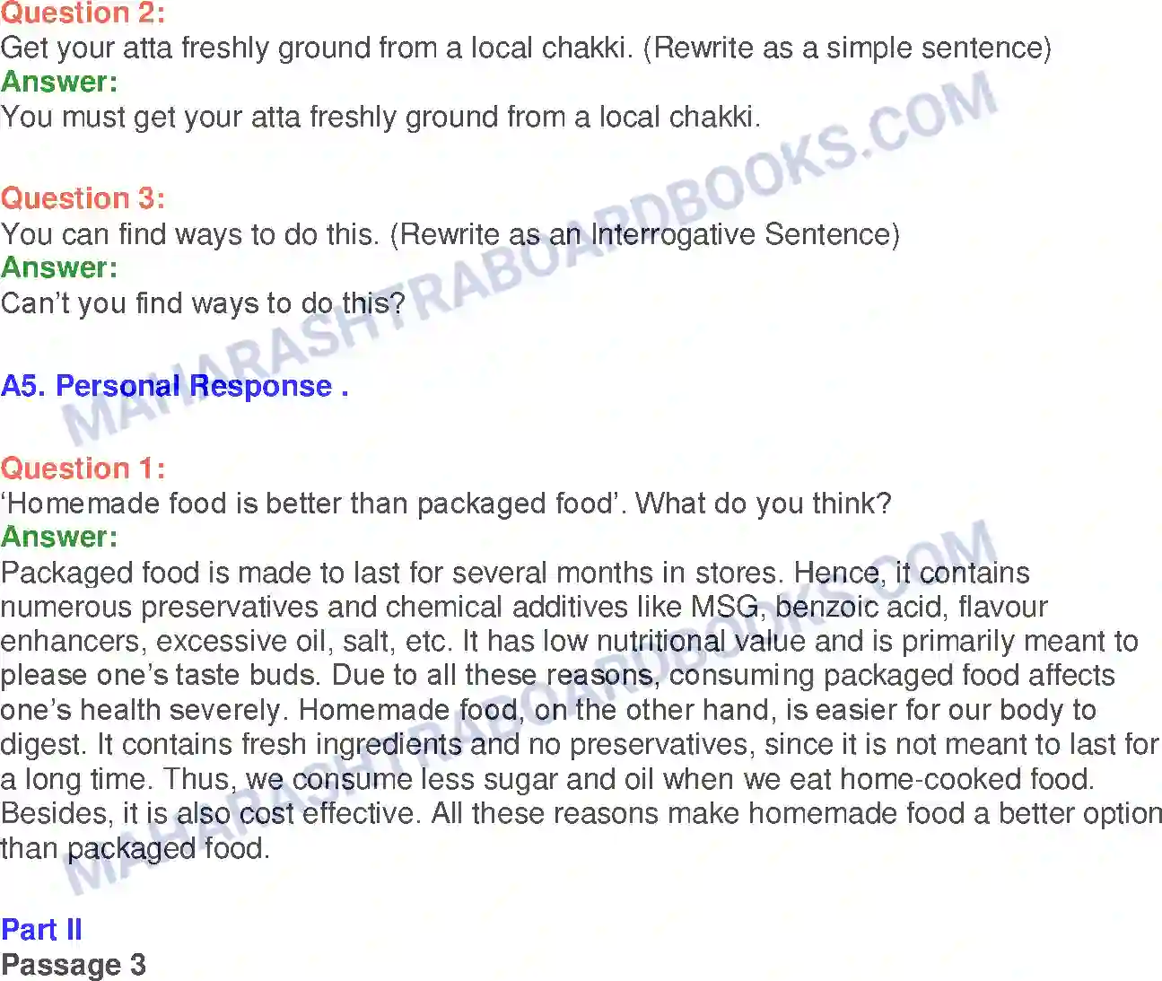 Maharashtra Board Solution Class-10 English Food As Love - Food & Health Image 12