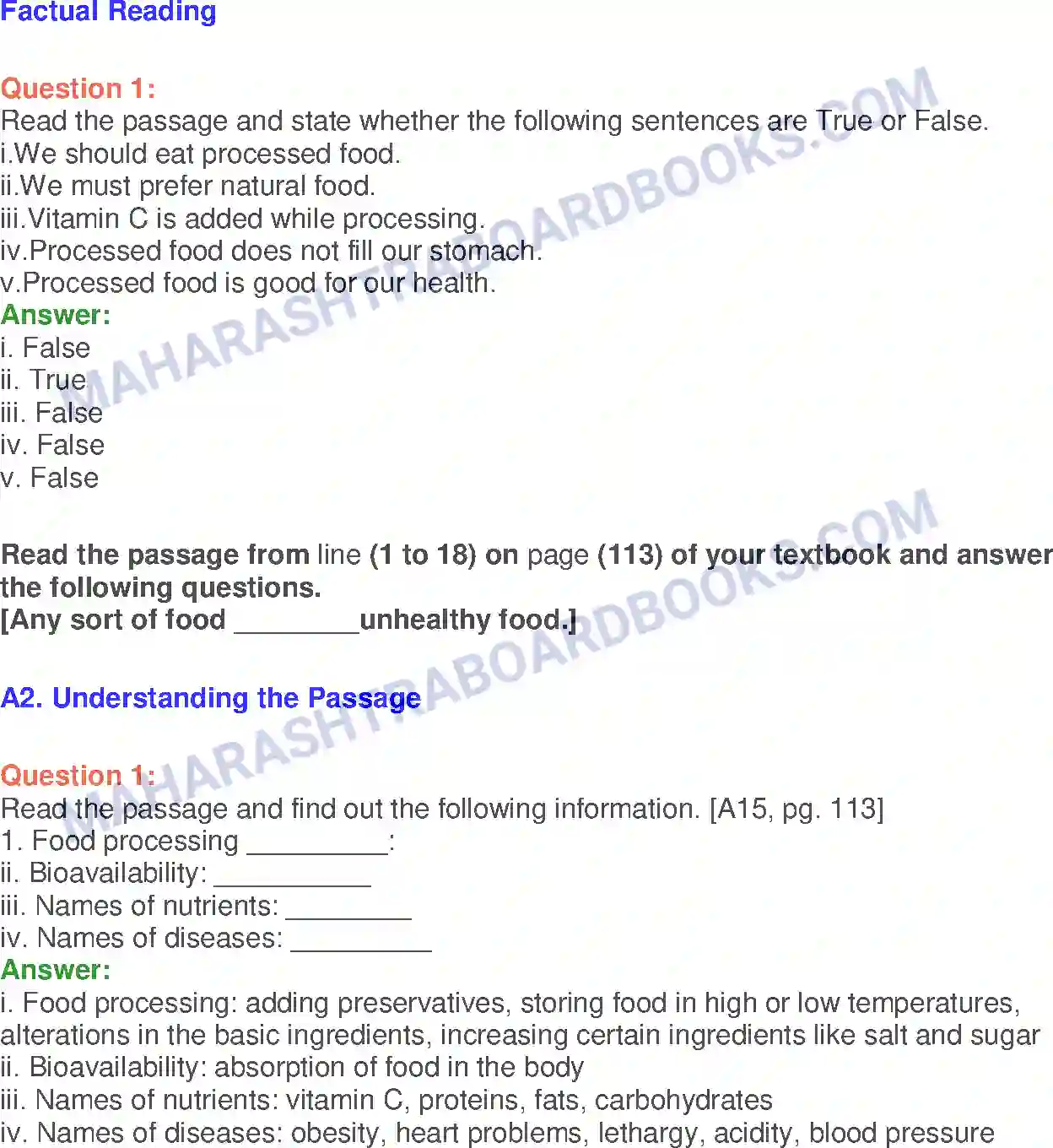 Maharashtra Board Solution Class-10 English Quick Fix Food - Food & Health Image 14