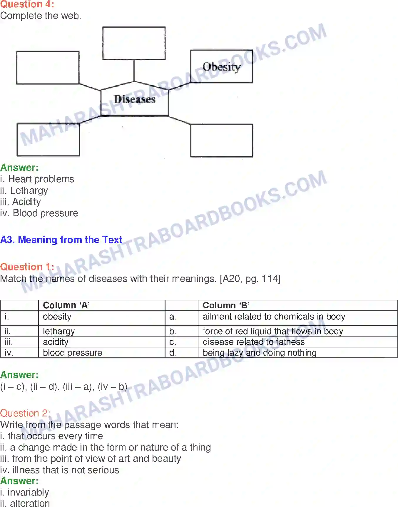 Maharashtra Board Solution Class-10 English Quick Fix Food - Food & Health Image 16