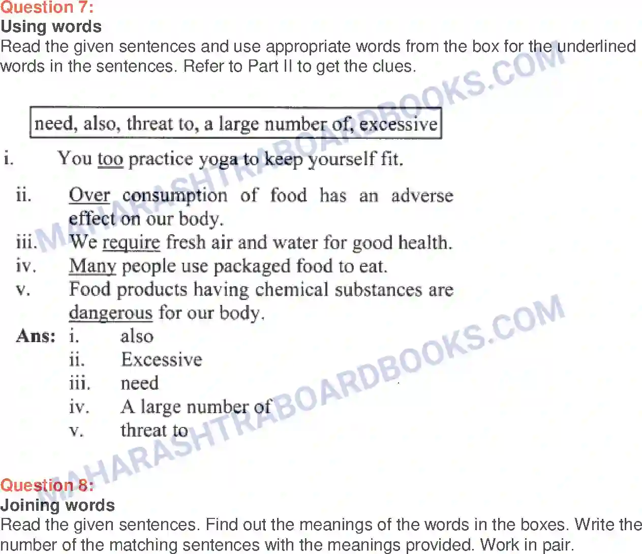 Maharashtra Board Solution Class-10 English Quick Fix Food - Food & Health Image 22