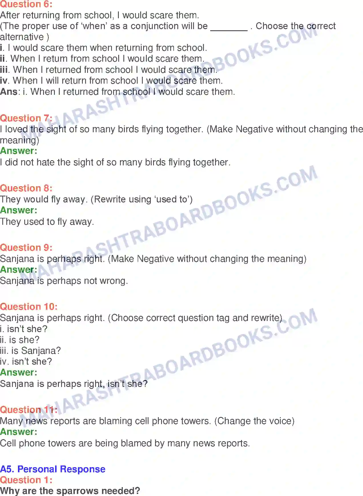 Maharashtra Board Solution class-10 English Sorrows Of Sparrows - Birds & Animals Image 8