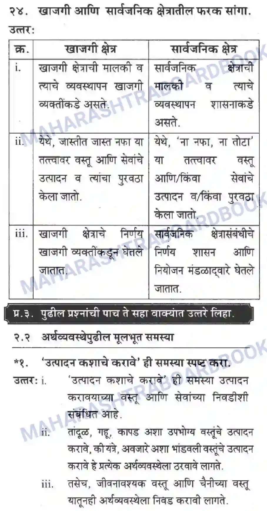 Maharashtra Board Solution Class-10 Geography+&+Economics+-+Marathi+Medium अथ्रव्यवस्थेच्या मूलभूत समस्या व उपाययोजना Image 8