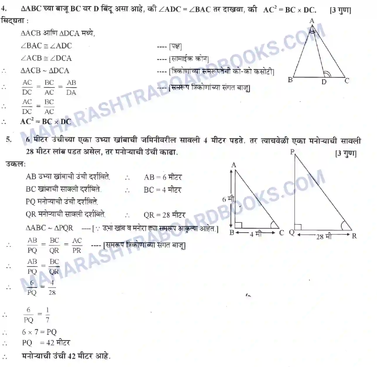 Maharashtra Board Solution class-10 Geometry+-+Marathi+Medium Similarity Image 13