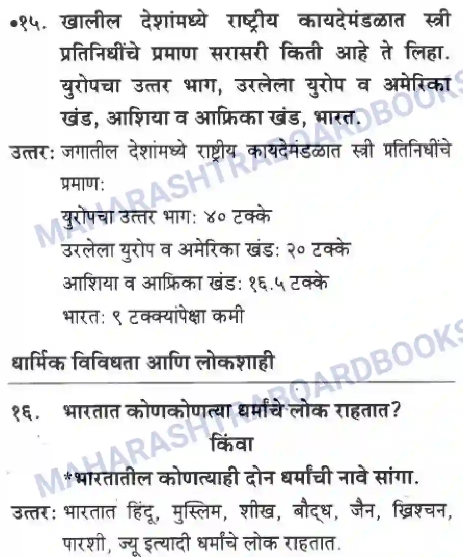 Maharashtra Board Solution Class-10 History+&+Political+Science+-+Marathi+Medium लोकशाही आणि विविधता Image 5