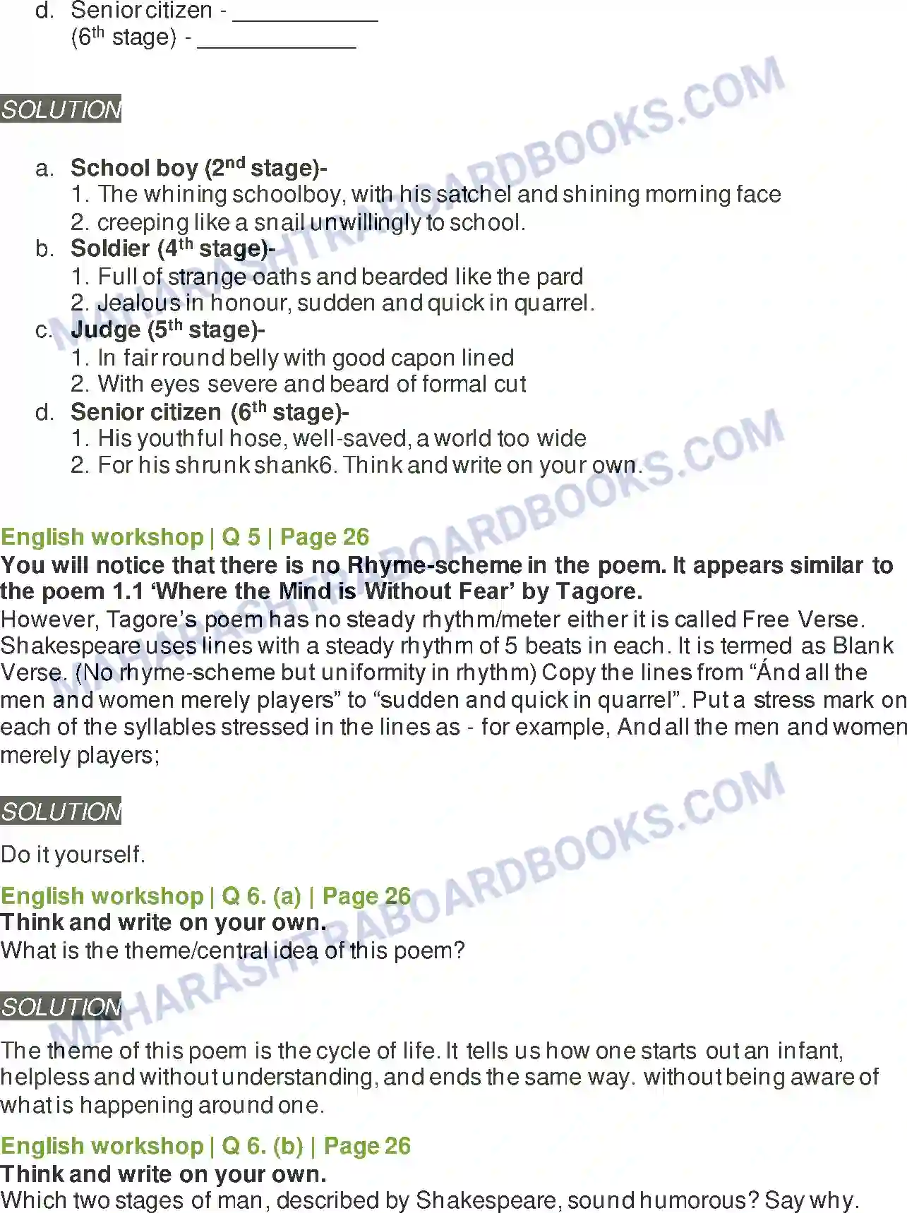 Maharashtra Board Solution class-10 Kumarbharati+-+English+Medium All the World’s a Stage Image 6
