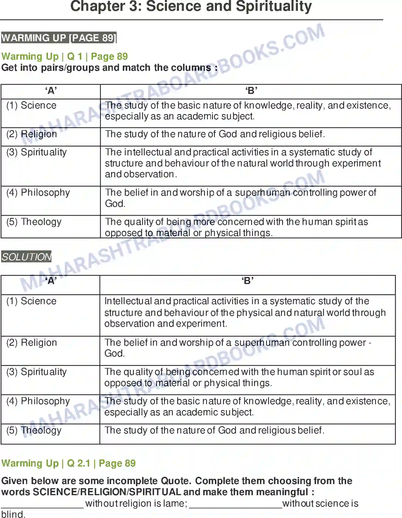 Maharashtra Board Solution class-10 Kumarbharati+-+English+Medium Science and Spirituality Image 1