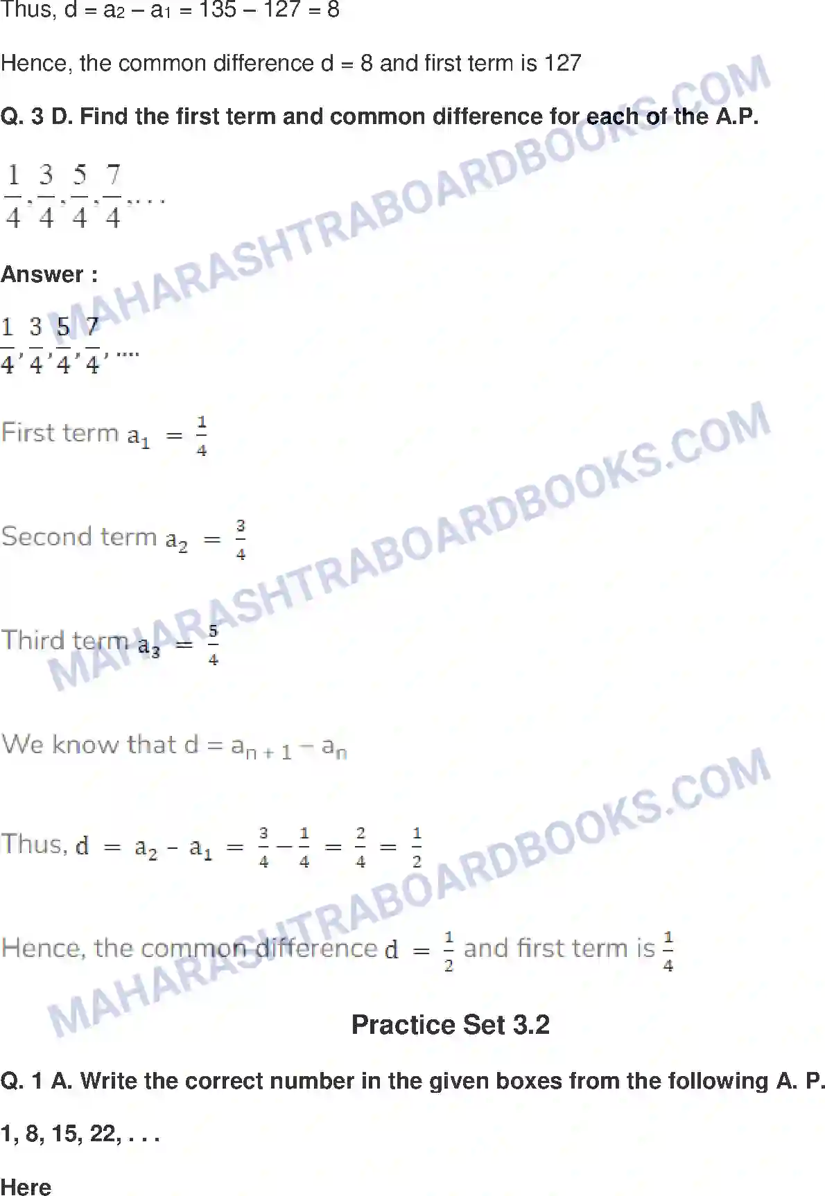 Maharashtra Board Solution Class-10 Mathematics+Part-I+-+English+Medium Arithmetic Progression Image 10