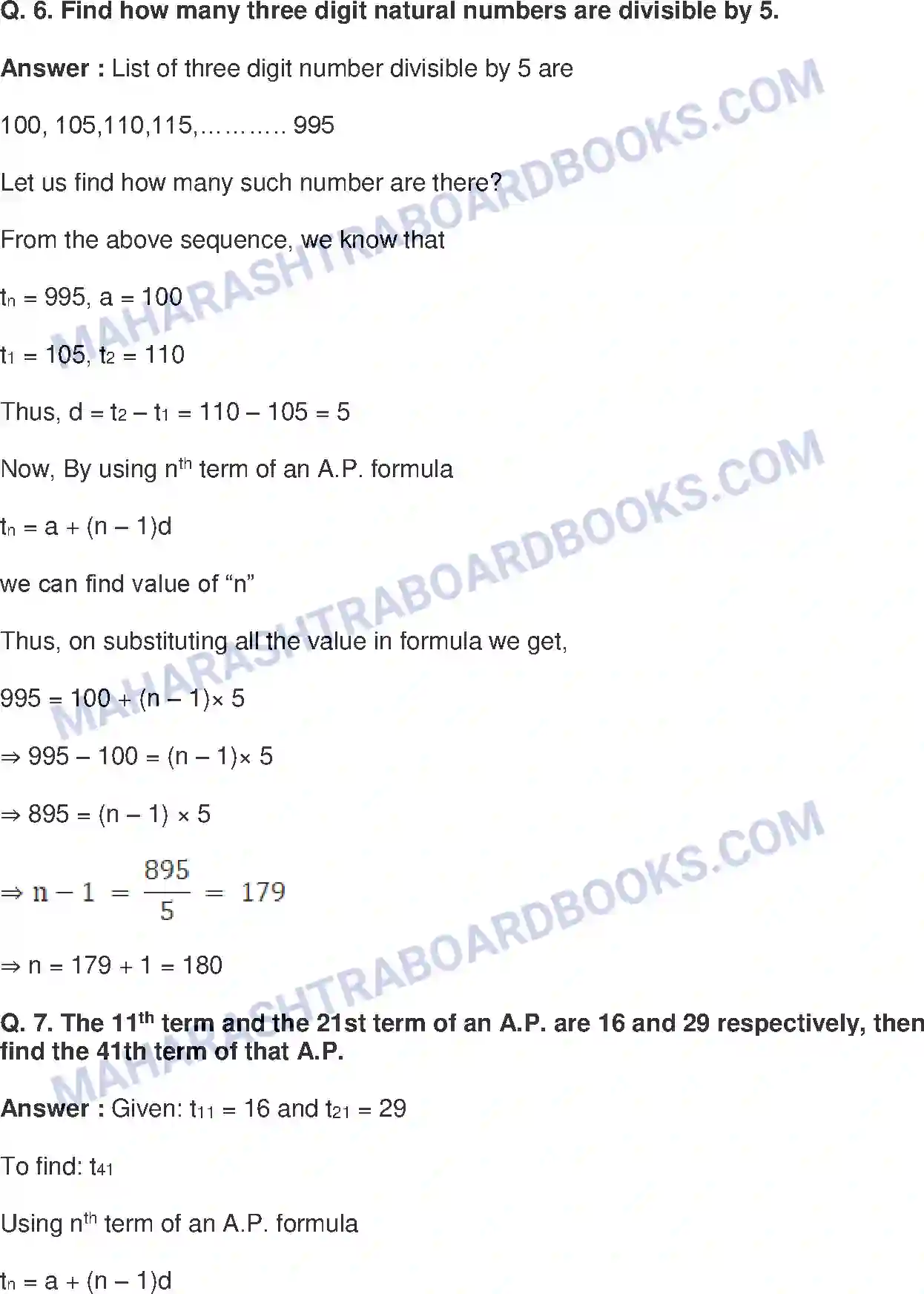 Maharashtra Board Solution Class-10 Mathematics+Part-I+-+English+Medium Arithmetic Progression Image 16