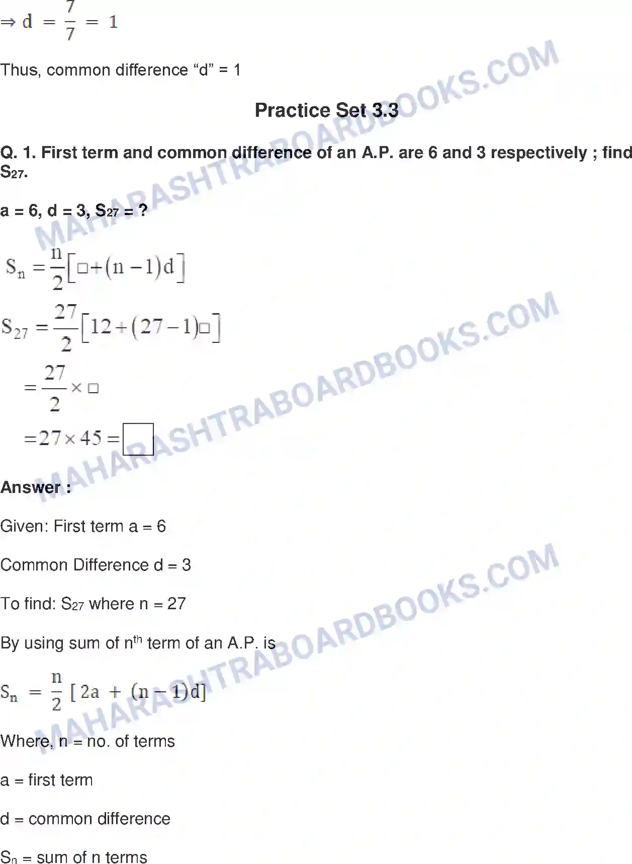 Maharashtra Board Solution Class-10 Mathematics+Part-I+-+English+Medium Arithmetic Progression Image 20