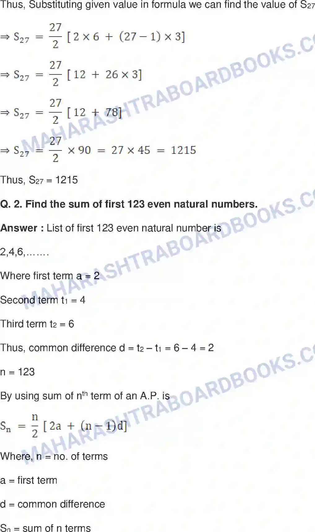 Maharashtra Board Solution Class-10 Mathematics+Part-I+-+English+Medium Arithmetic Progression Image 21