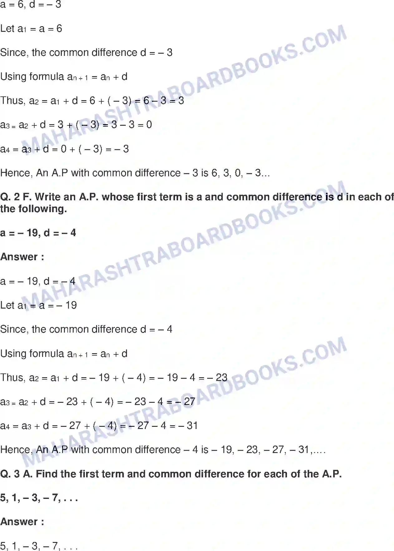 Maharashtra Board Solution Class-10 Mathematics+Part-I+-+English+Medium Arithmetic Progression Image 8