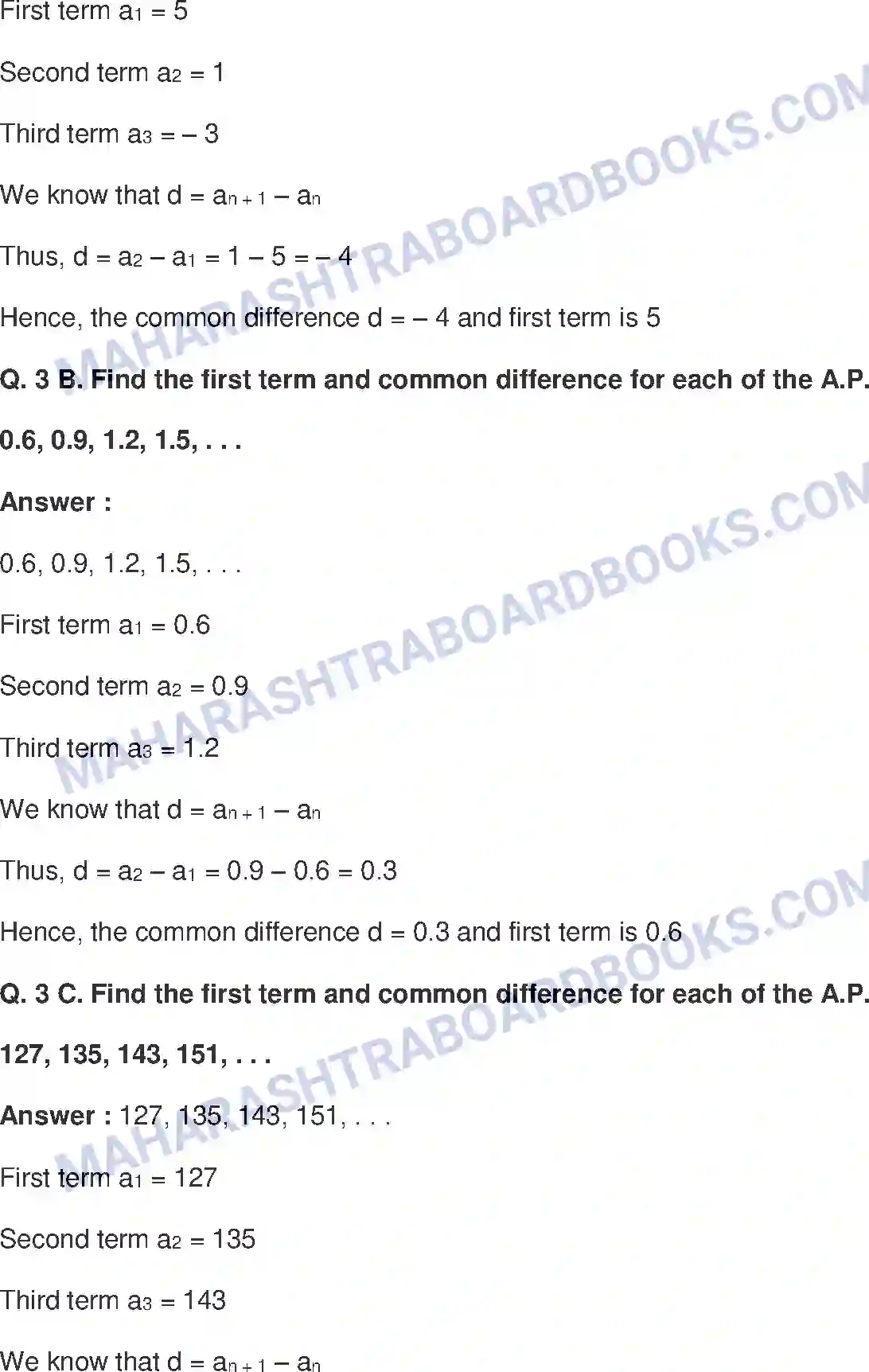 Maharashtra Board Solution Class-10 Mathematics+Part-I+-+English+Medium Arithmetic Progression Image 9