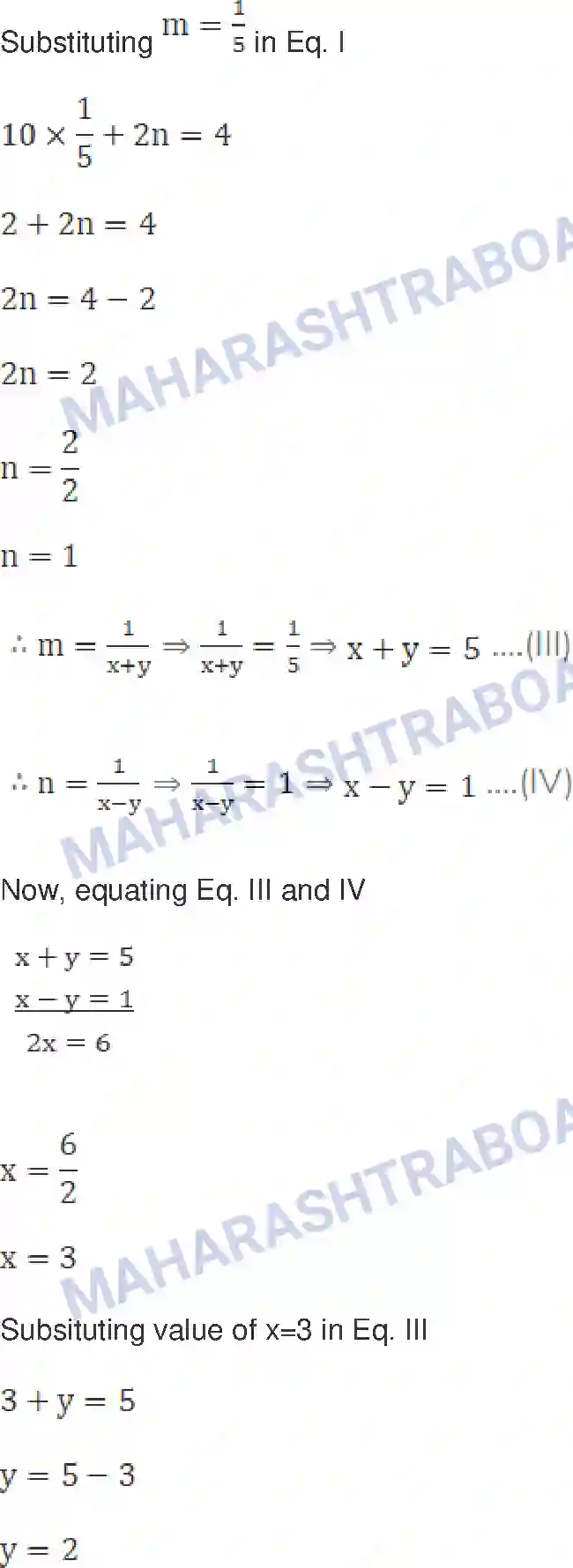 Maharashtra Board Solution Class-10 Mathematics+Part-I+-+English+Medium Linear Equations in Two Variables Image 26