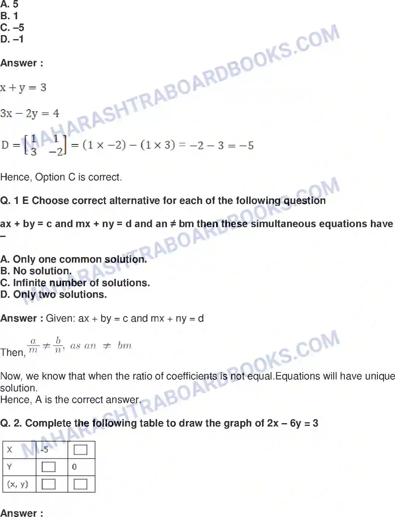 Maharashtra Board Solution Class-10 Mathematics+Part-I+-+English+Medium Linear Equations in Two Variables Image 41