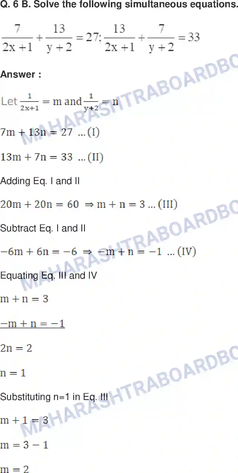 Maharashtra Board Solution Class-10 Mathematics+Part-I+-+English+Medium Linear Equations in Two Variables Image 53