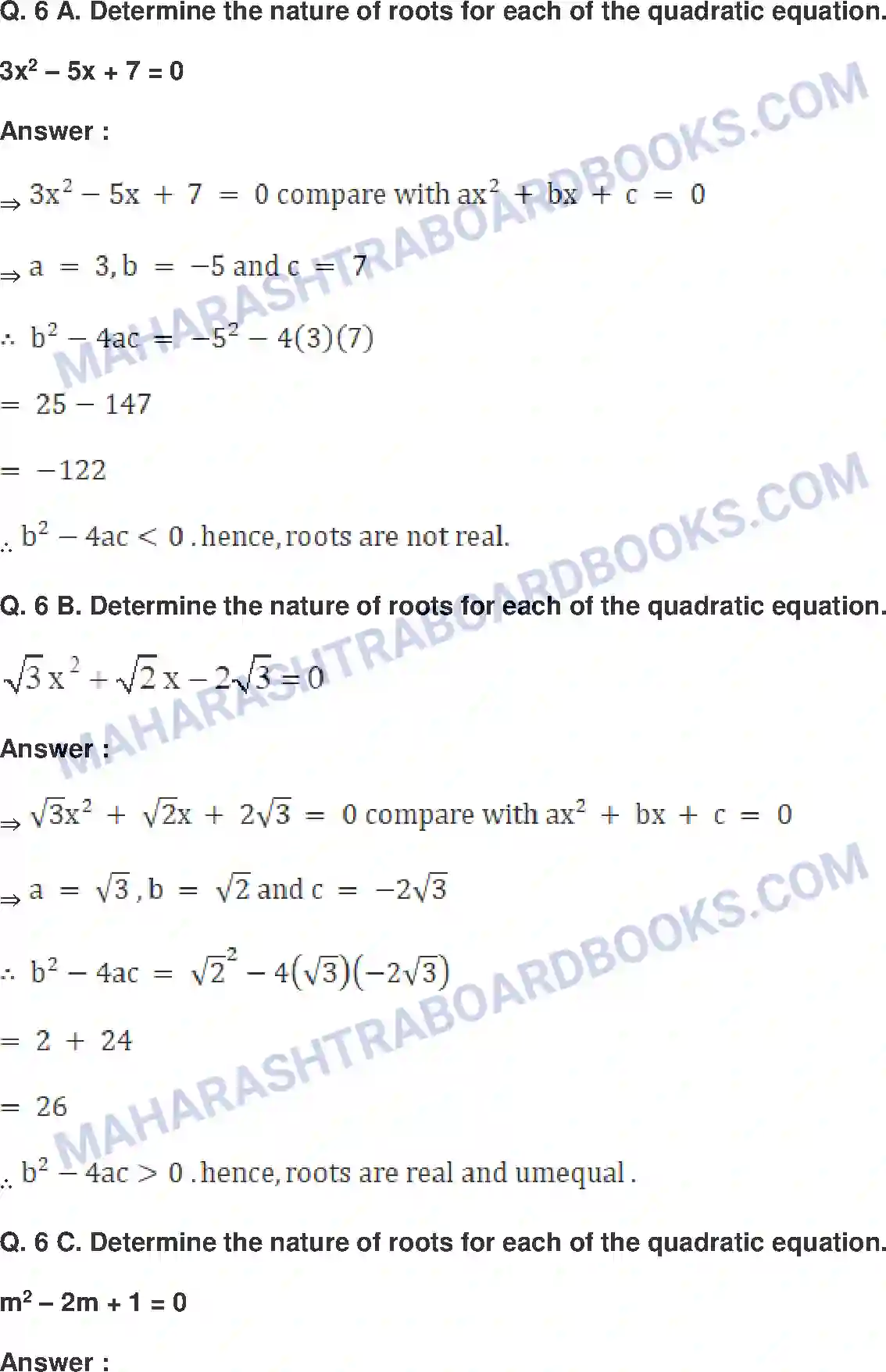 Maharashtra Board Solution Class-10 Mathematics+Part-I+-+English+Medium Quadratic Equations Image 51