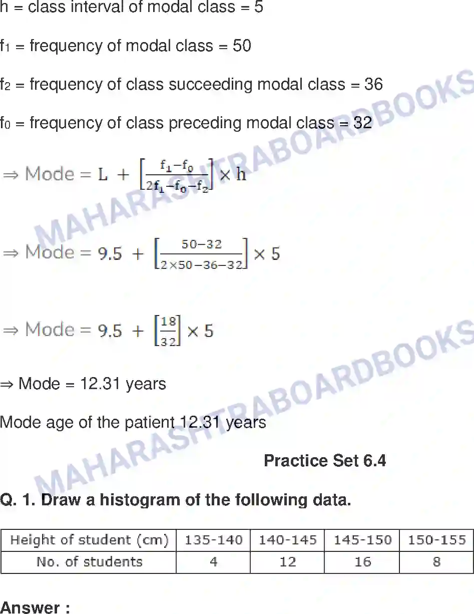 Maharashtra Board Solution Class-10 Mathematics+Part-I+-+English+Medium Statistics Image 14