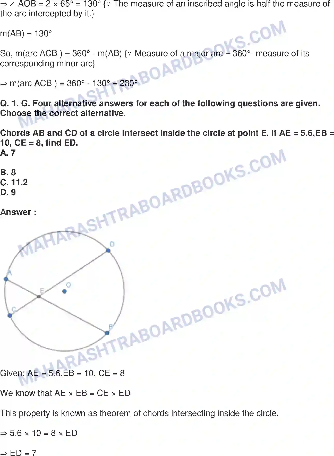 Maharashtra Board Solution Class-10 Mathematics+Part-II+-+English+Medium Circle Image 26