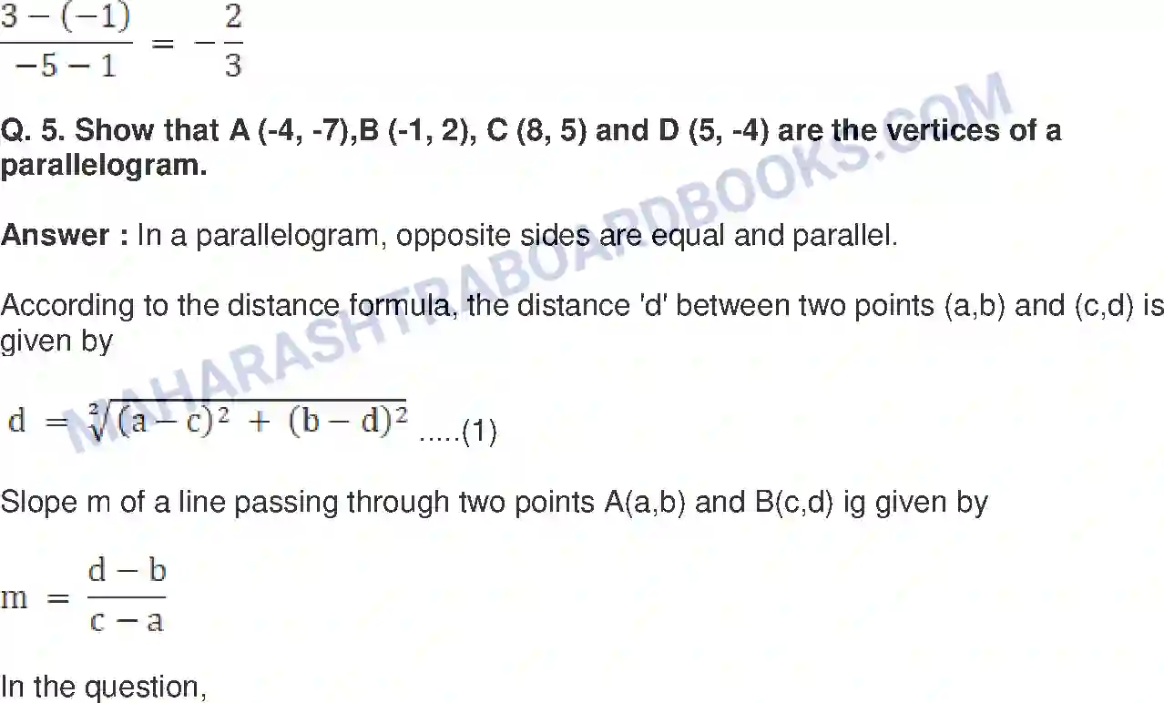 Maharashtra Board Solution Class-10 Mathematics+Part-II+-+English+Medium Co-ordinate Geometry Image 23