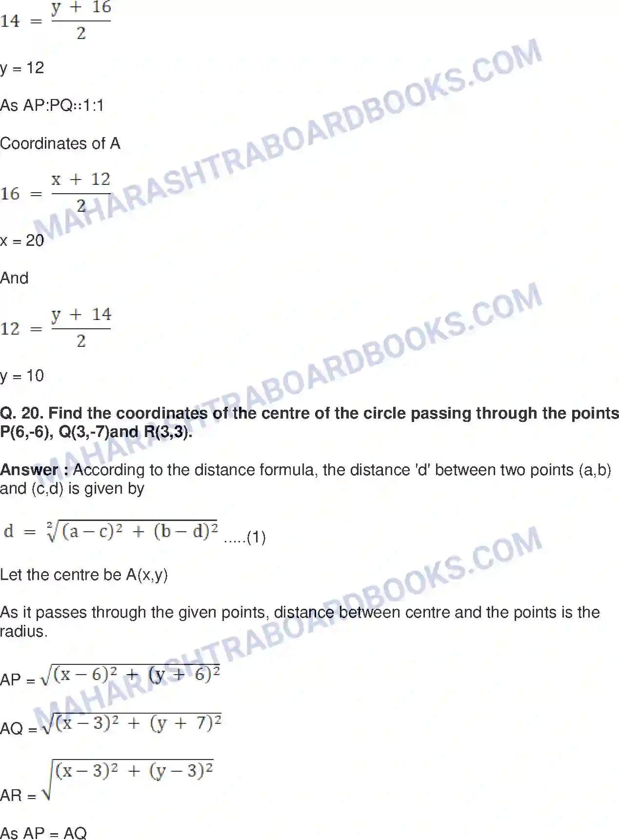 Maharashtra Board Solution Class-10 Mathematics+Part-II+-+English+Medium Co-ordinate Geometry Image 45