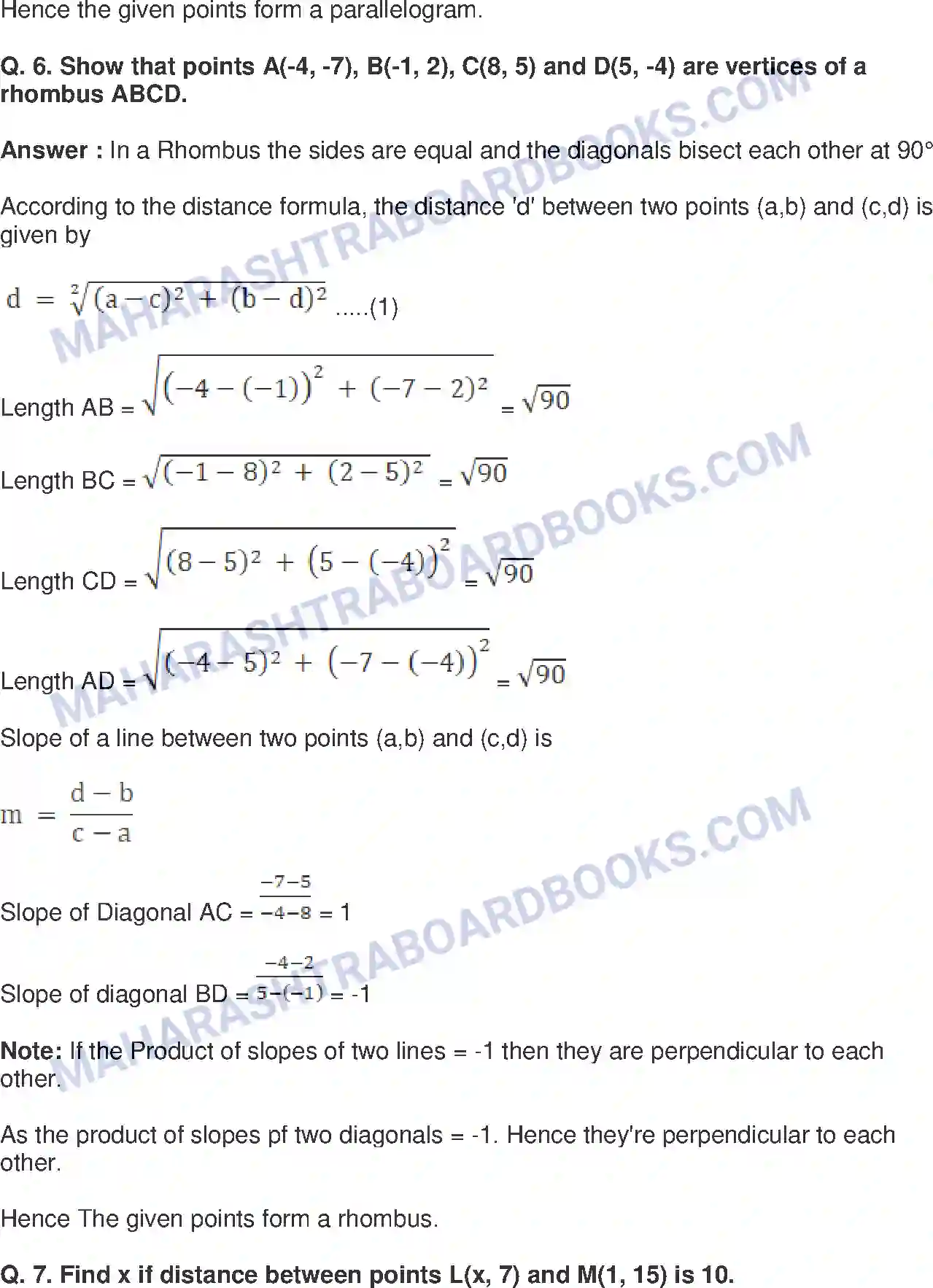 Maharashtra Board Solution Class-10 Mathematics+Part-II+-+English+Medium Co-ordinate Geometry Image 8