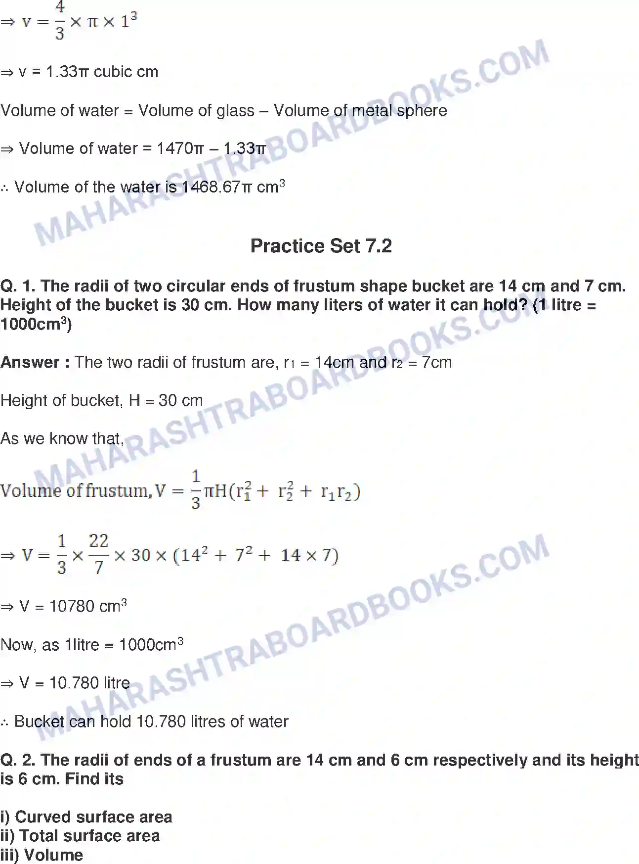 Maharashtra Board Solution Class-10 Mathematics+Part-II+-+English+Medium Mensuration Image 10