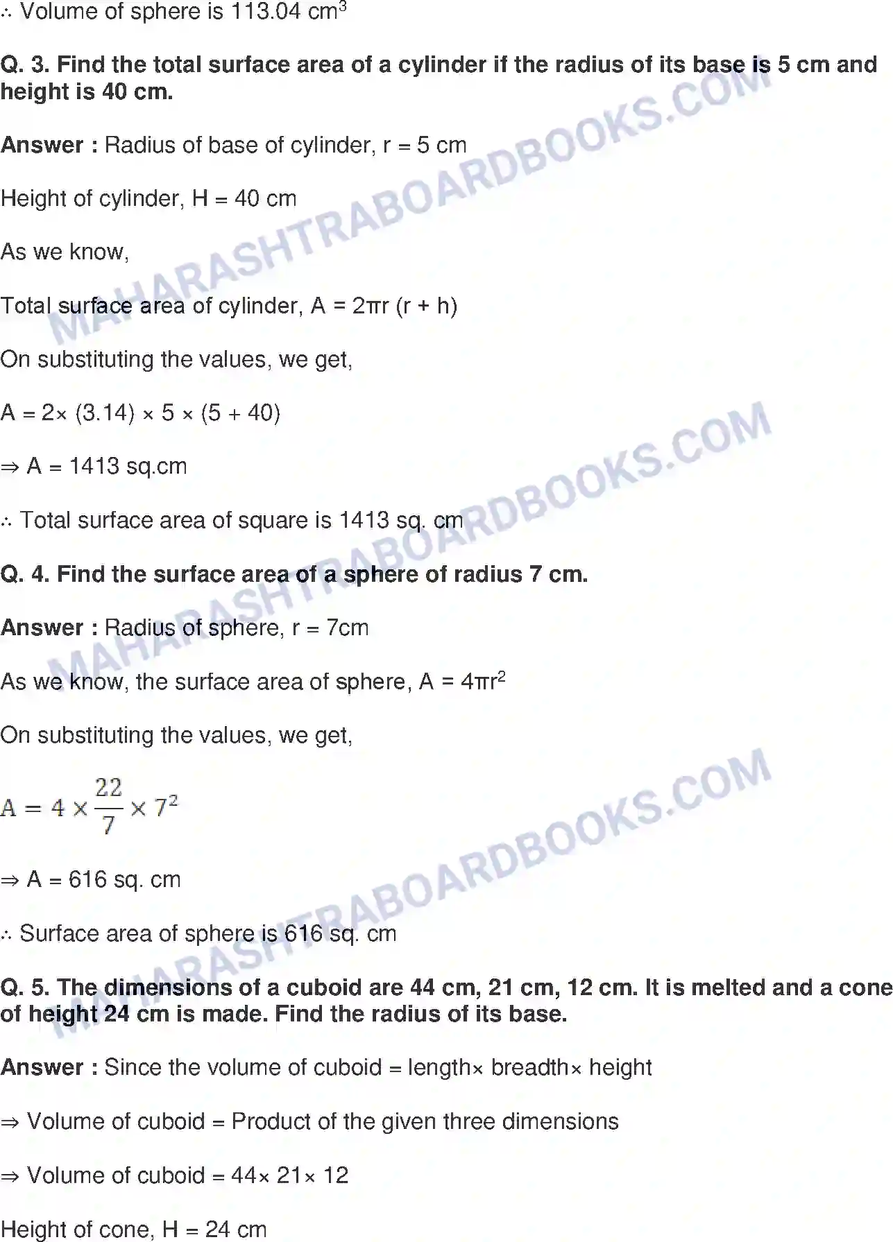 Maharashtra Board Solution Class-10 Mathematics+Part-II+-+English+Medium Mensuration Image 2