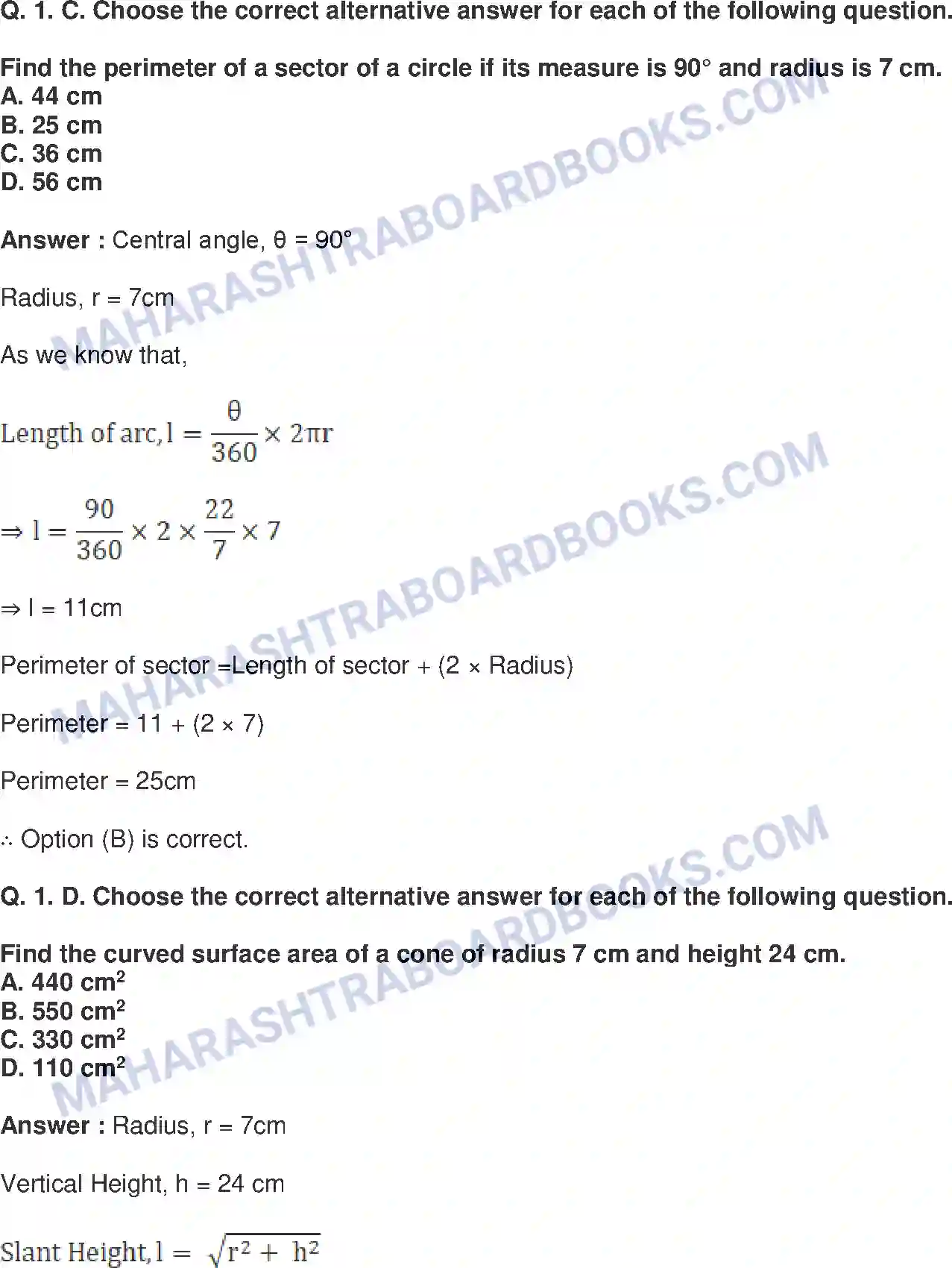 Maharashtra Board Solution Class-10 Mathematics+Part-II+-+English+Medium Mensuration Image 33