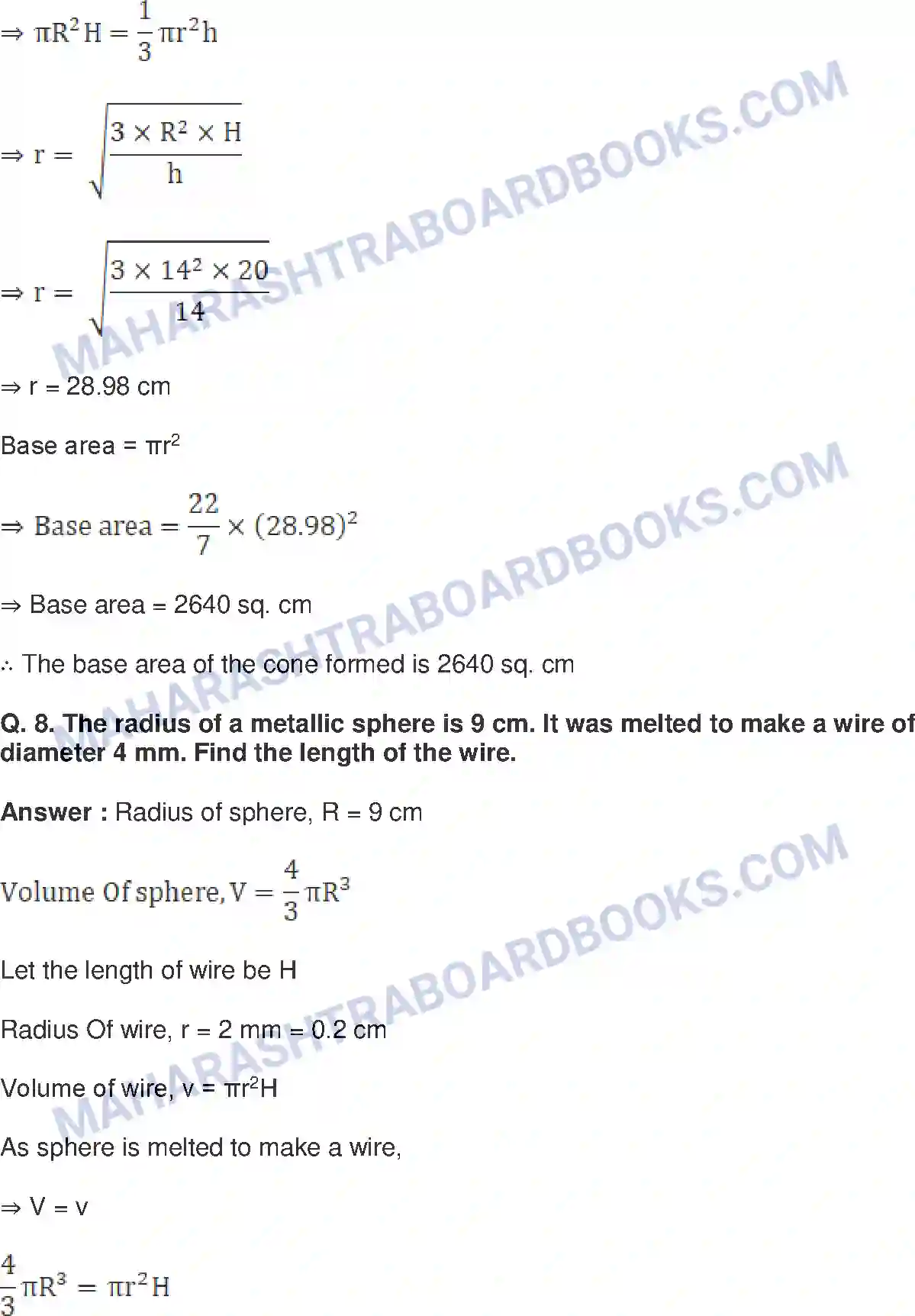 Maharashtra Board Solution Class-10 Mathematics+Part-II+-+English+Medium Mensuration Image 41