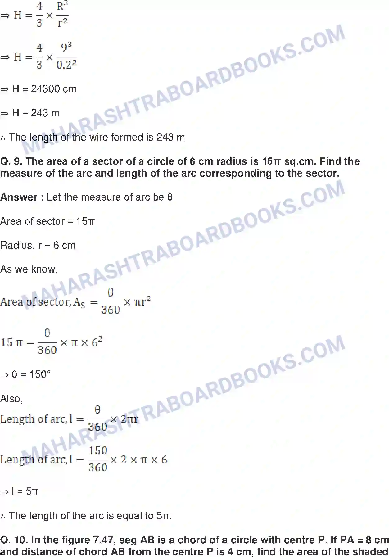 Maharashtra Board Solution Class-10 Mathematics+Part-II+-+English+Medium Mensuration Image 42