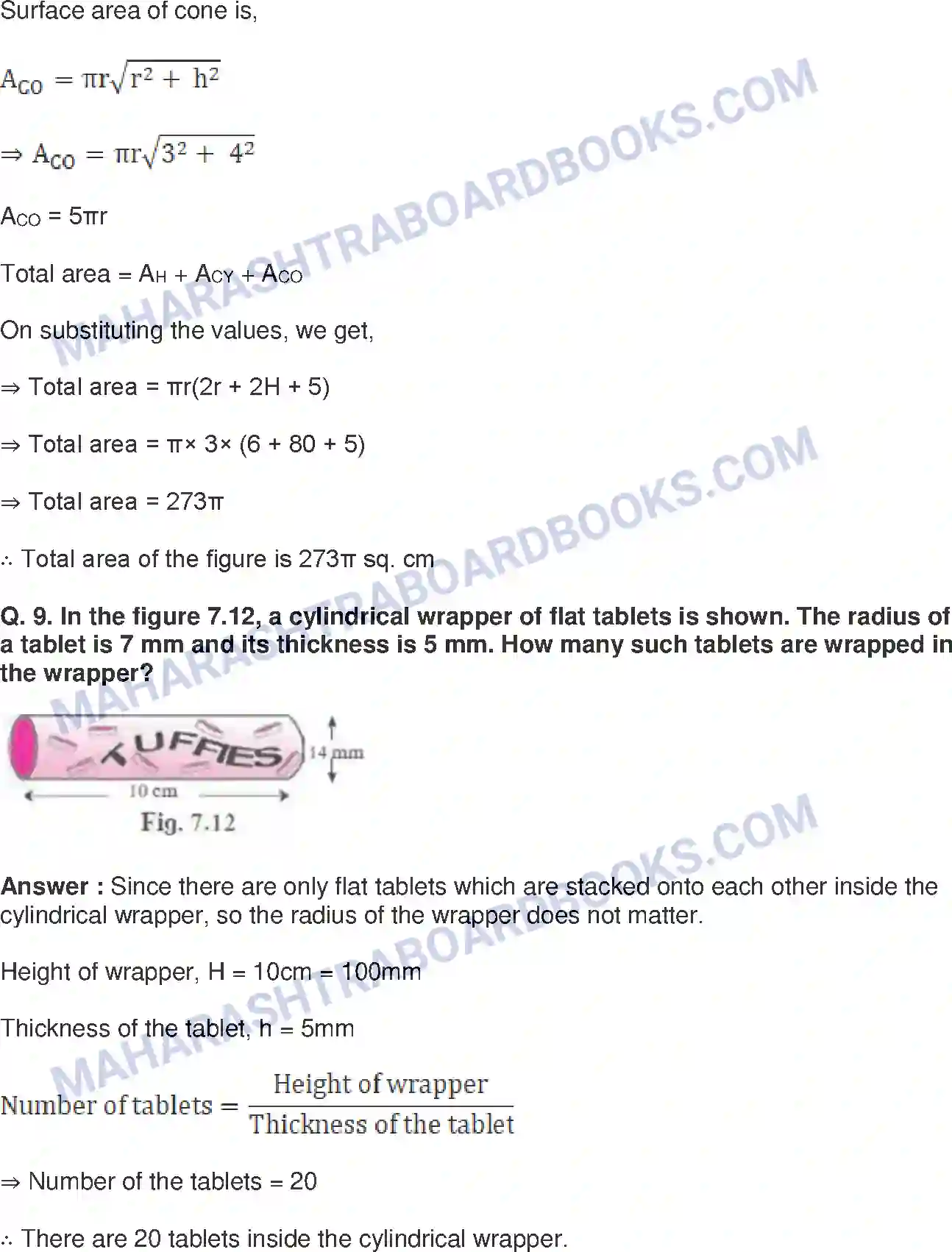 Maharashtra Board Solution Class-10 Mathematics+Part-II+-+English+Medium Mensuration Image 6