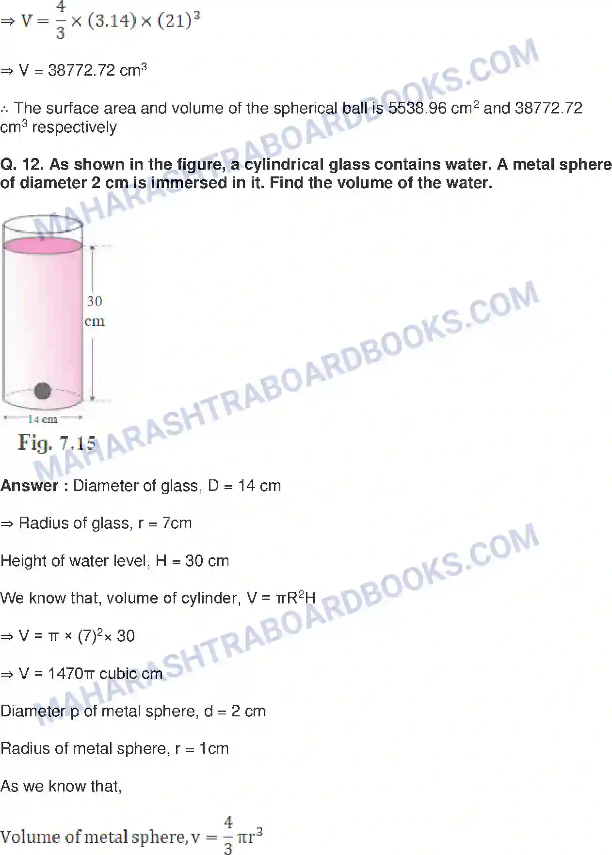 Maharashtra Board Solution Class-10 Mathematics+Part-II+-+English+Medium Mensuration Image 9