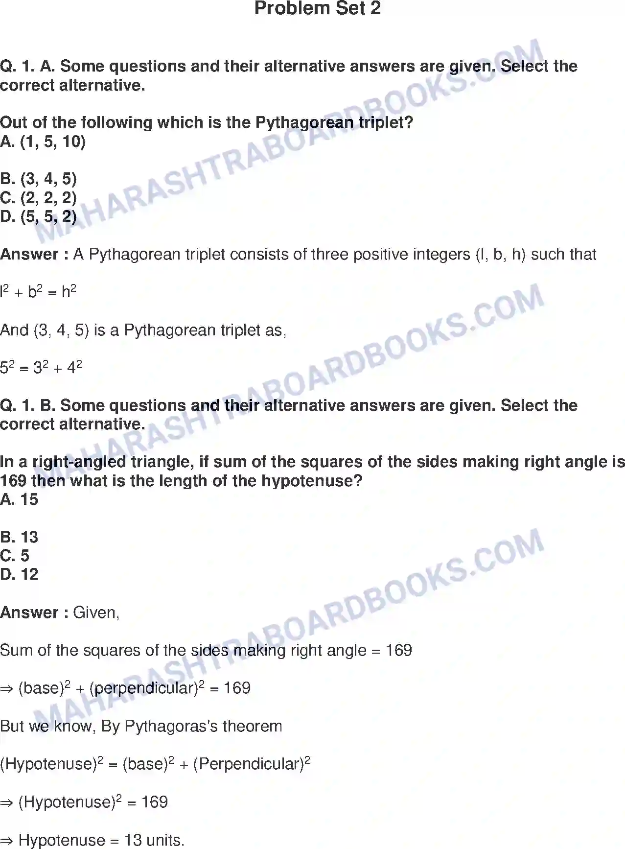 Maharashtra Board Solution Class-10 Mathematics+Part-II+-+English+Medium Pythagoras Theorem Image 15