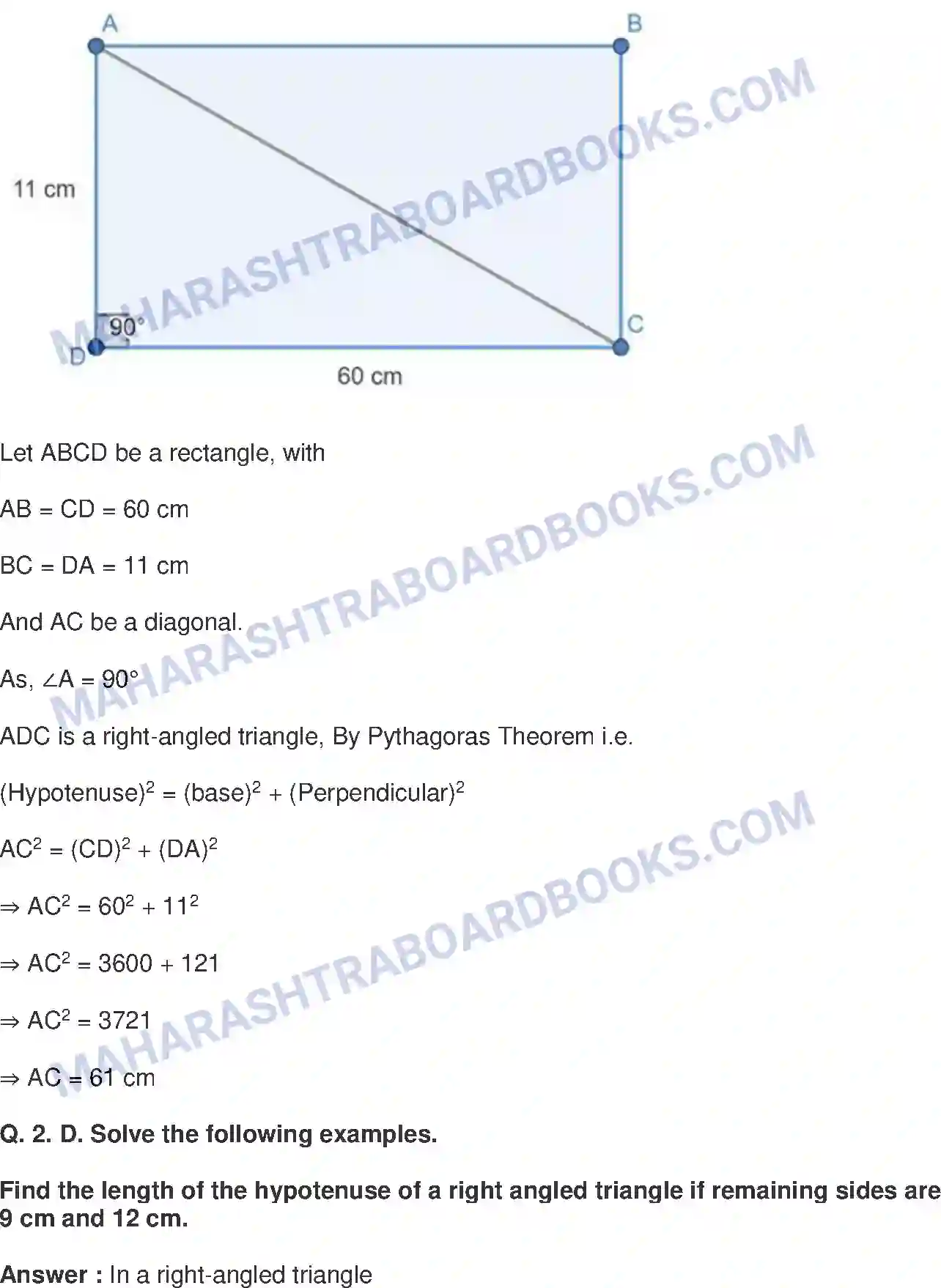 Maharashtra Board Solution Class-10 Mathematics+Part-II+-+English+Medium Pythagoras Theorem Image 22