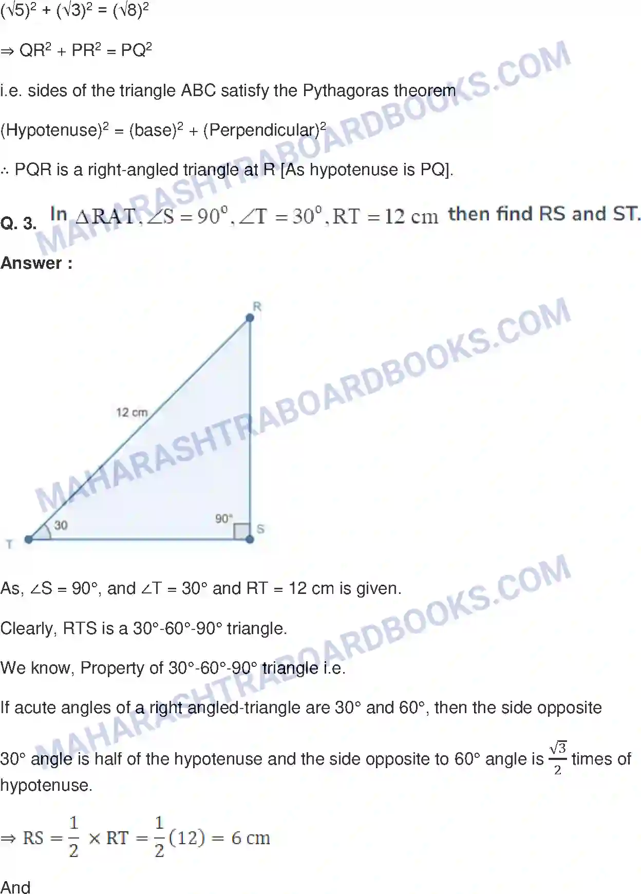 Maharashtra Board Solution Class-10 Mathematics+Part-II+-+English+Medium Pythagoras Theorem Image 24