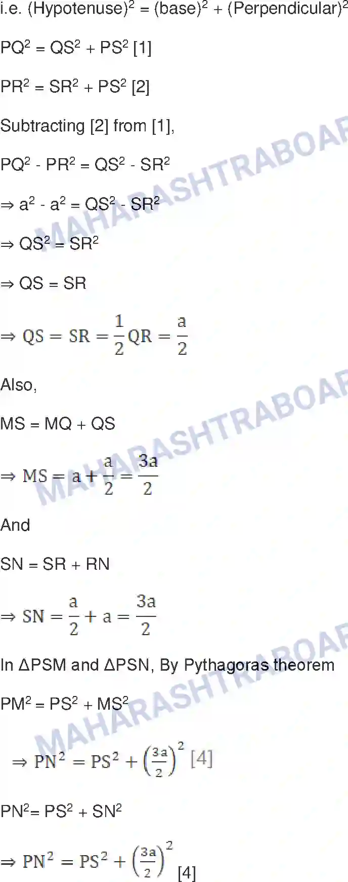 Maharashtra Board Solution Class-10 Mathematics+Part-II+-+English+Medium Pythagoras Theorem Image 30