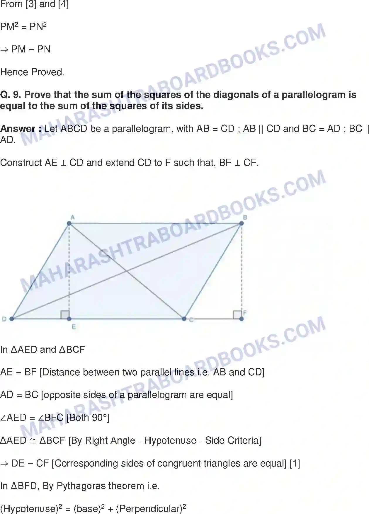 Maharashtra Board Solution Class-10 Mathematics+Part-II+-+English+Medium Pythagoras Theorem Image 31