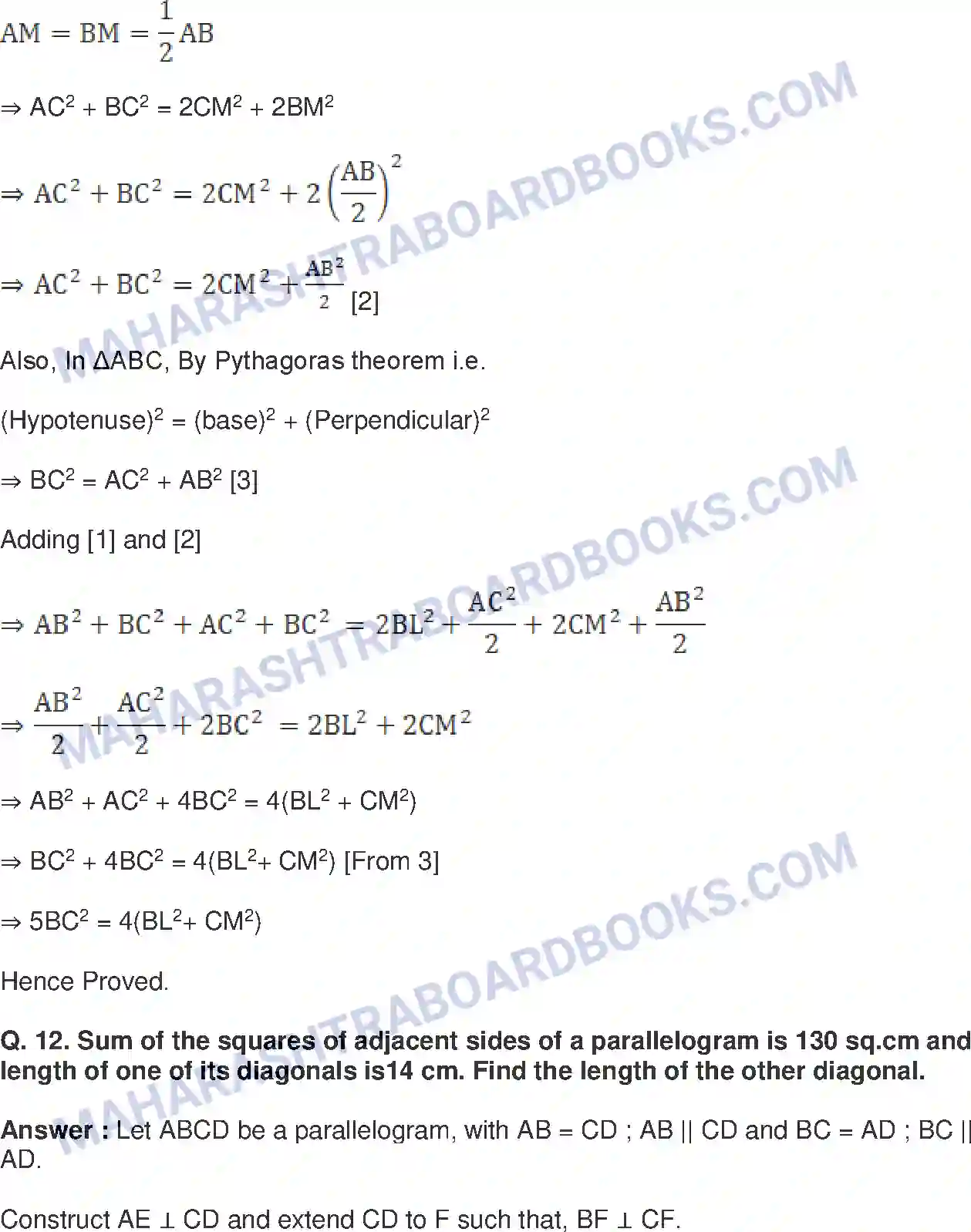 Maharashtra Board Solution Class-10 Mathematics+Part-II+-+English+Medium Pythagoras Theorem Image 35