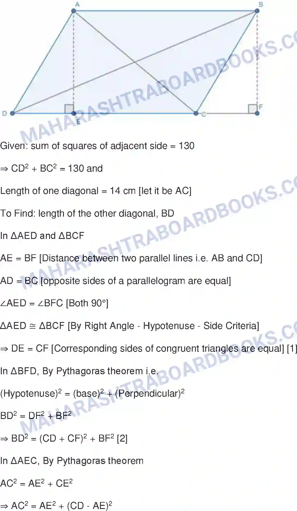 Maharashtra Board Solution Class-10 Mathematics+Part-II+-+English+Medium Pythagoras Theorem Image 36