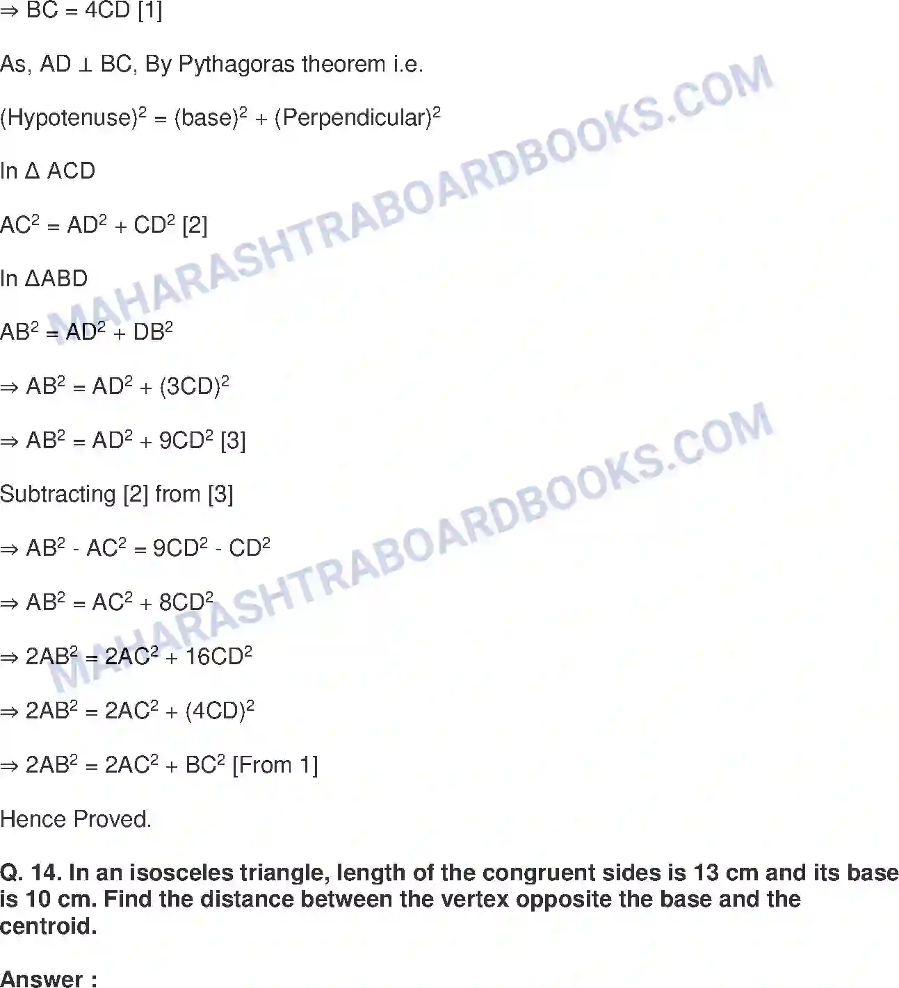 Maharashtra Board Solution Class-10 Mathematics+Part-II+-+English+Medium Pythagoras Theorem Image 38