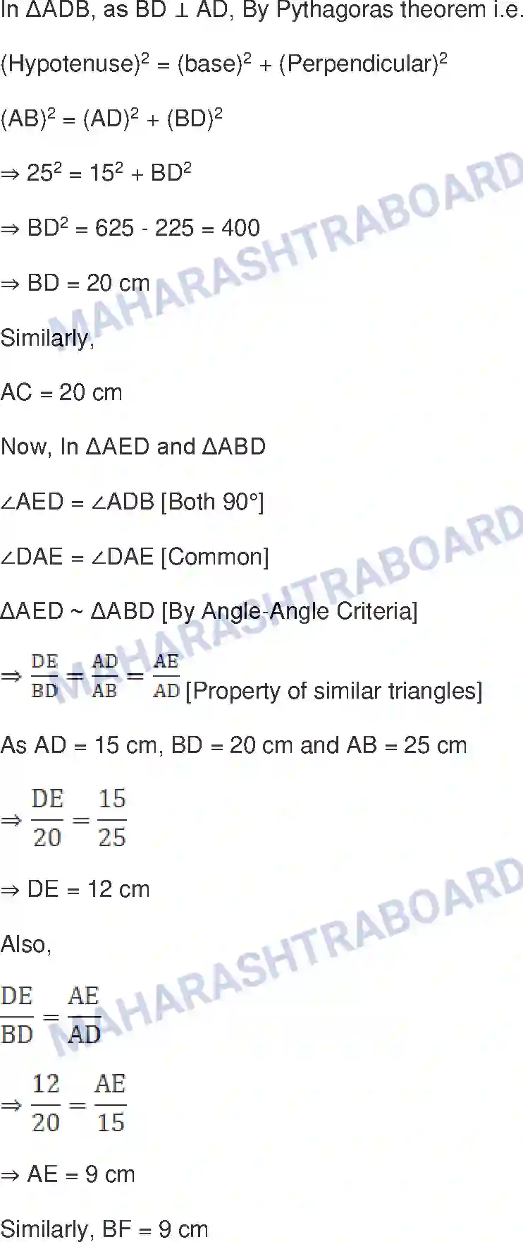 Maharashtra Board Solution Class-10 Mathematics+Part-II+-+English+Medium Pythagoras Theorem Image 41