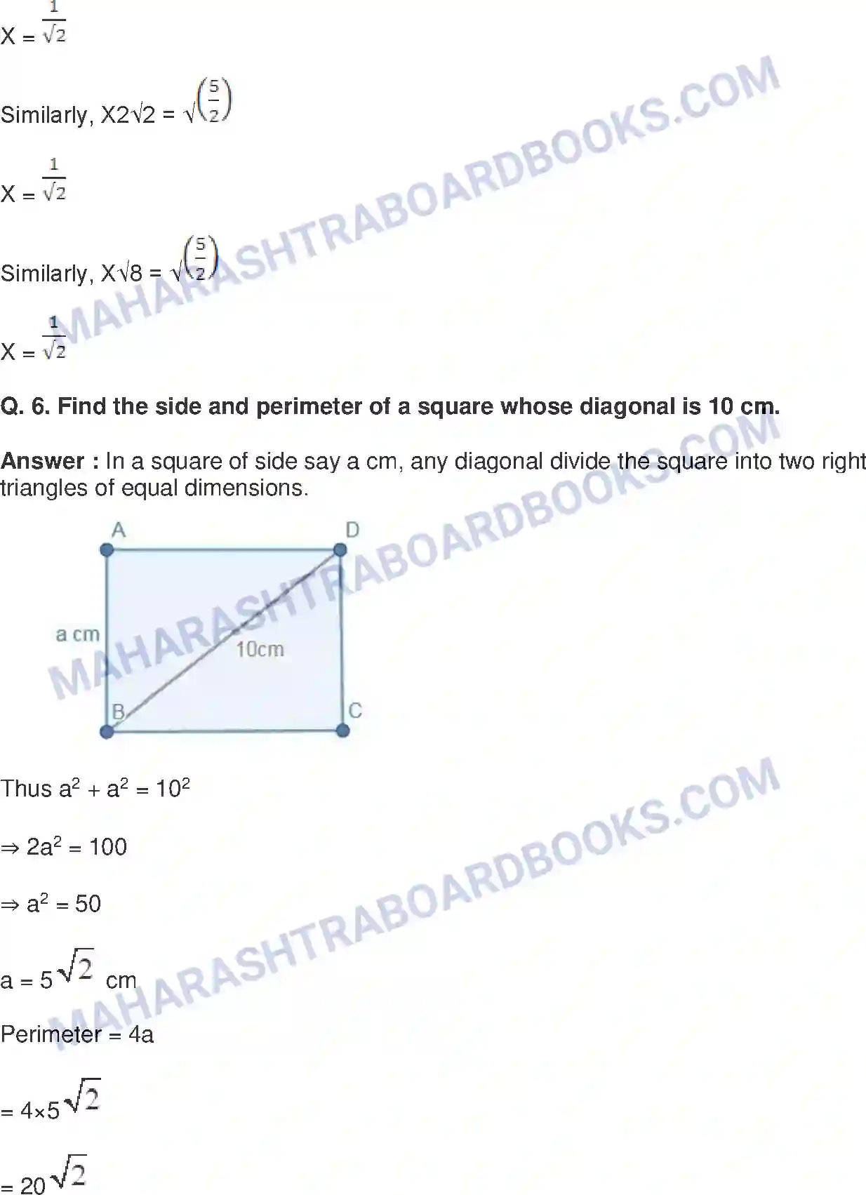 Maharashtra Board Solution Class-10 Mathematics+Part-II+-+English+Medium Pythagoras Theorem Image 6